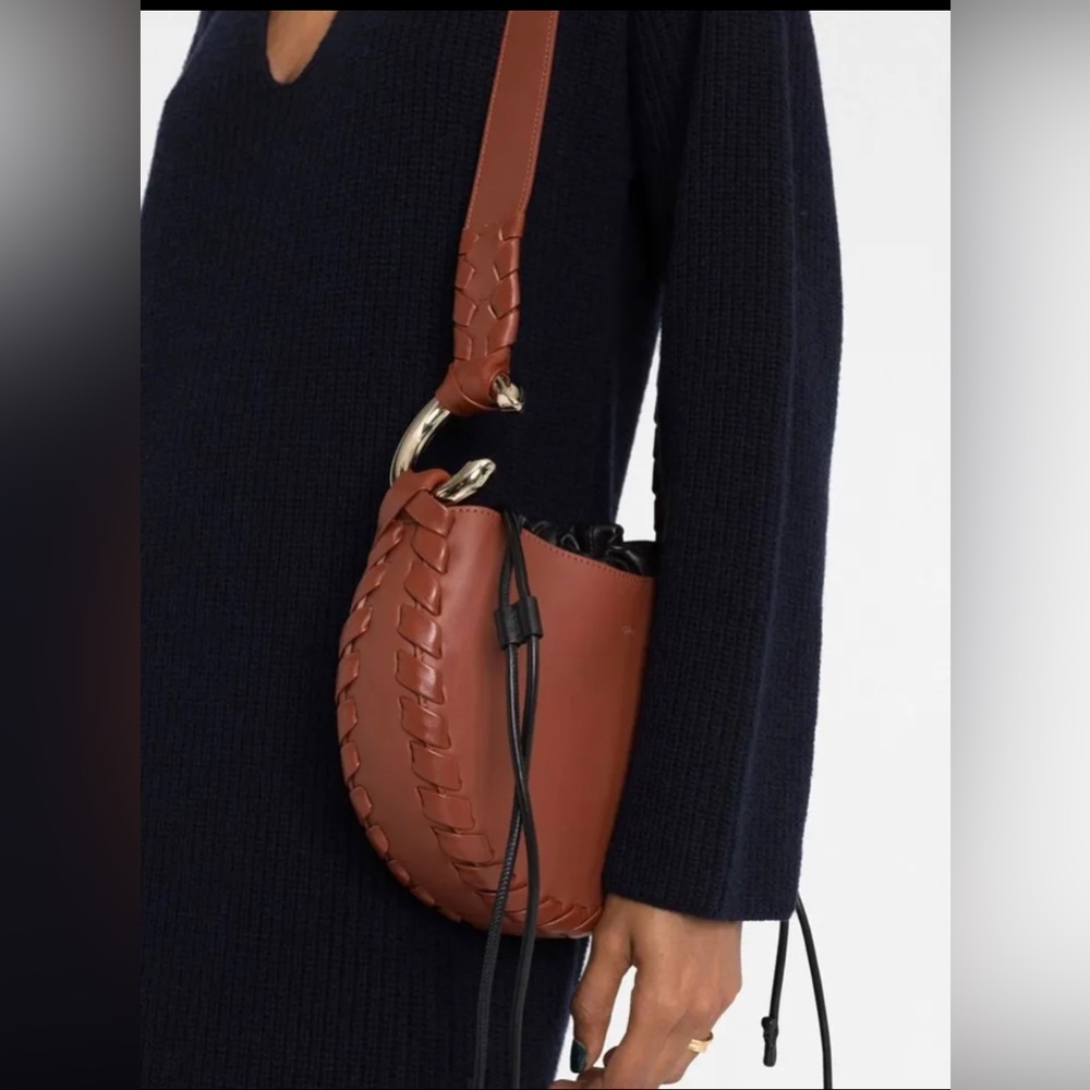 Chloé Mate Small Leather Hobo Bag Women's Sepia Brown Retail $2390